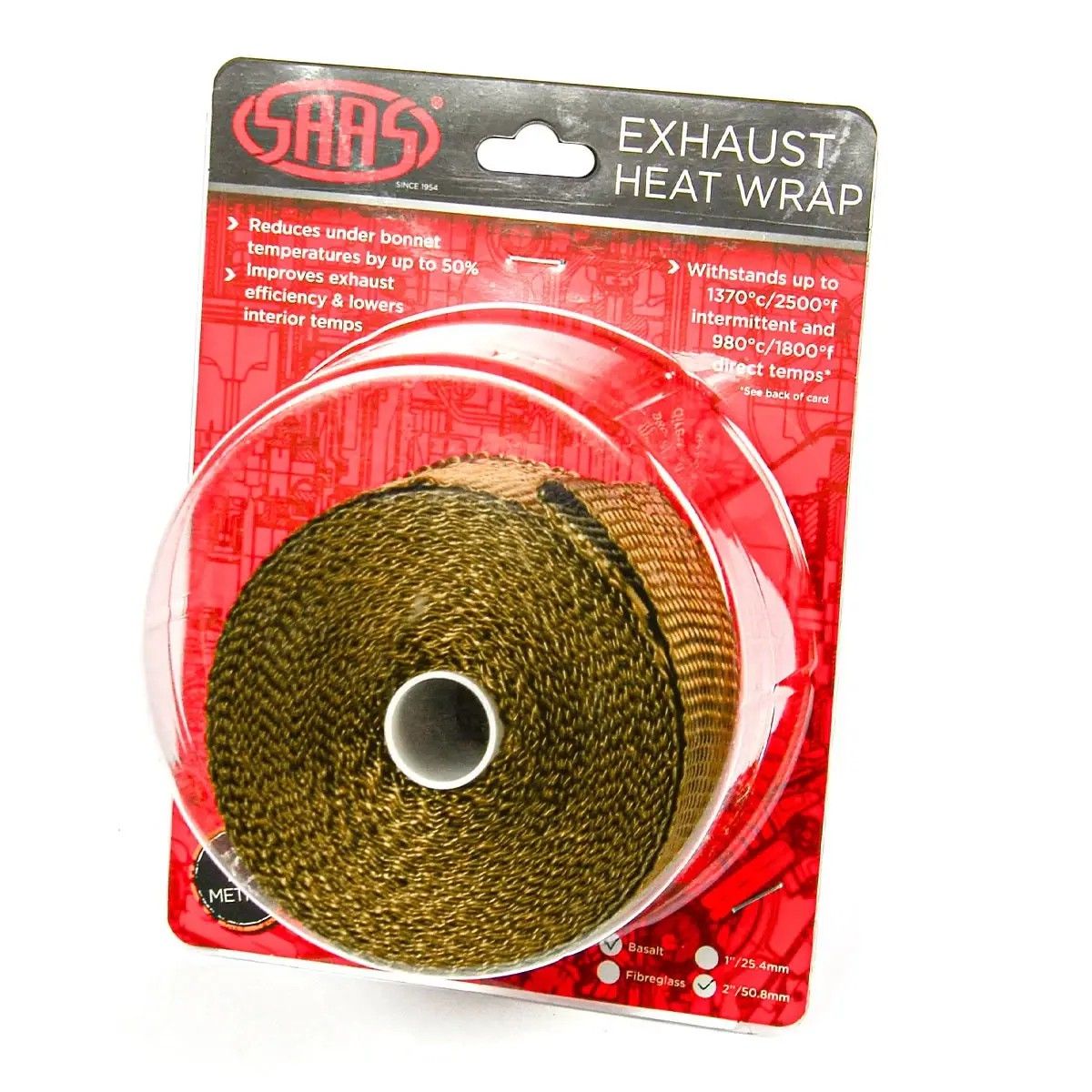 SAAS Exhaust Wrap Basalt Titan 50mm (2in) X 10m SHWT5010