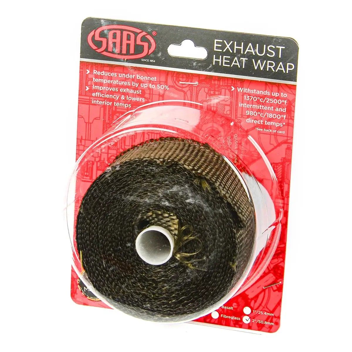 SAAS Exhaust Wrap Basalt Black 50mm (2in) X 10m SHWT5010B