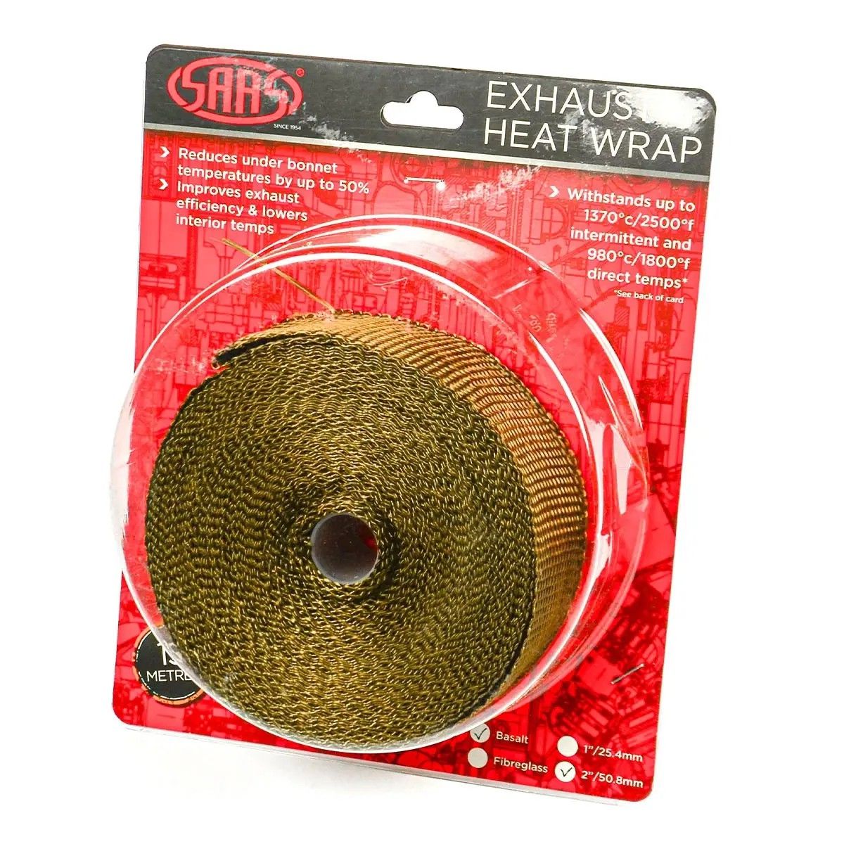 SAAS Exhaust Wrap Basalt Titan 50mm (2in) X 15m SHWT5015