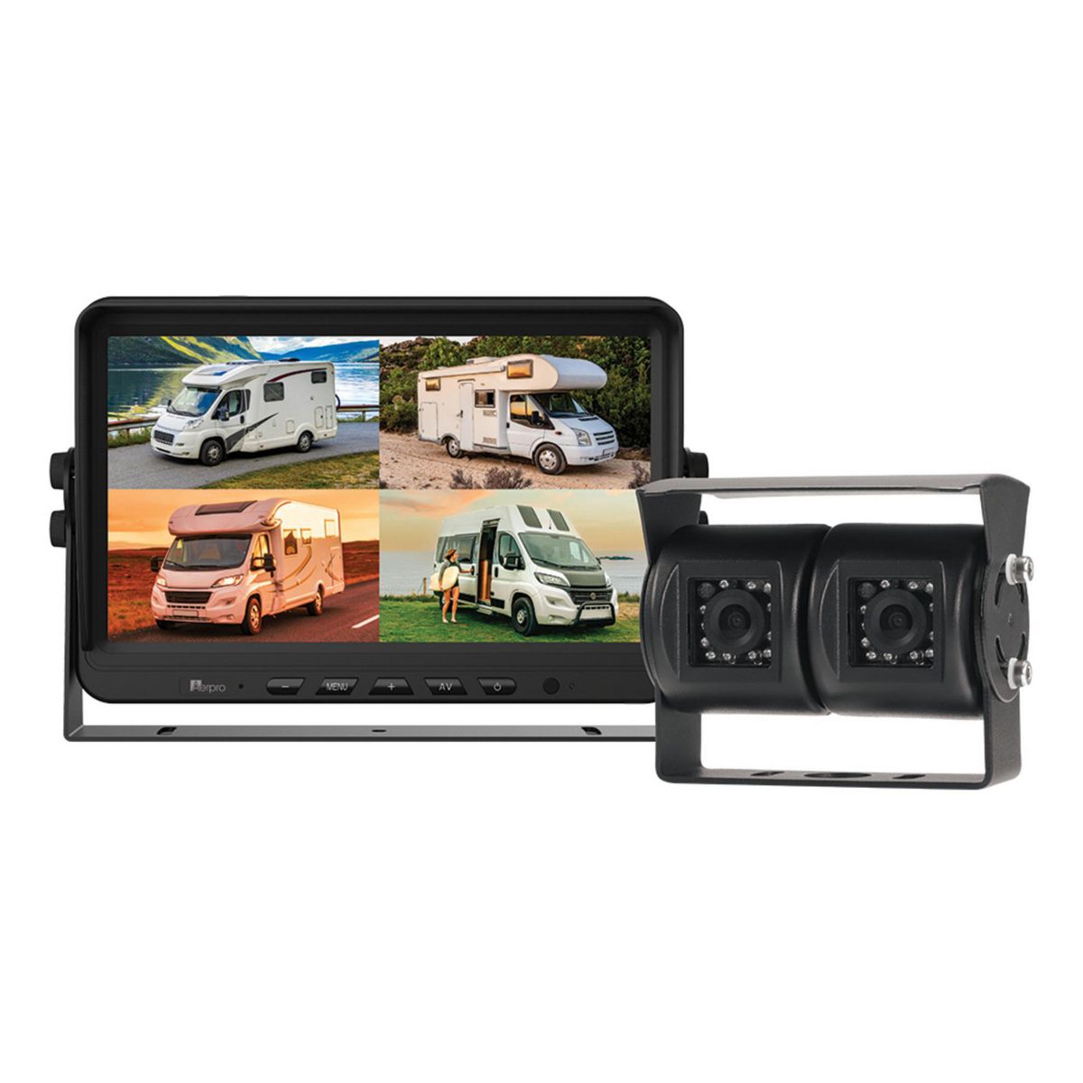 Aerpro 10In Heavy Duty AHD Quad View Monitor 1080P 2 Camera Motorhome Kit With DVR AVK10QM2