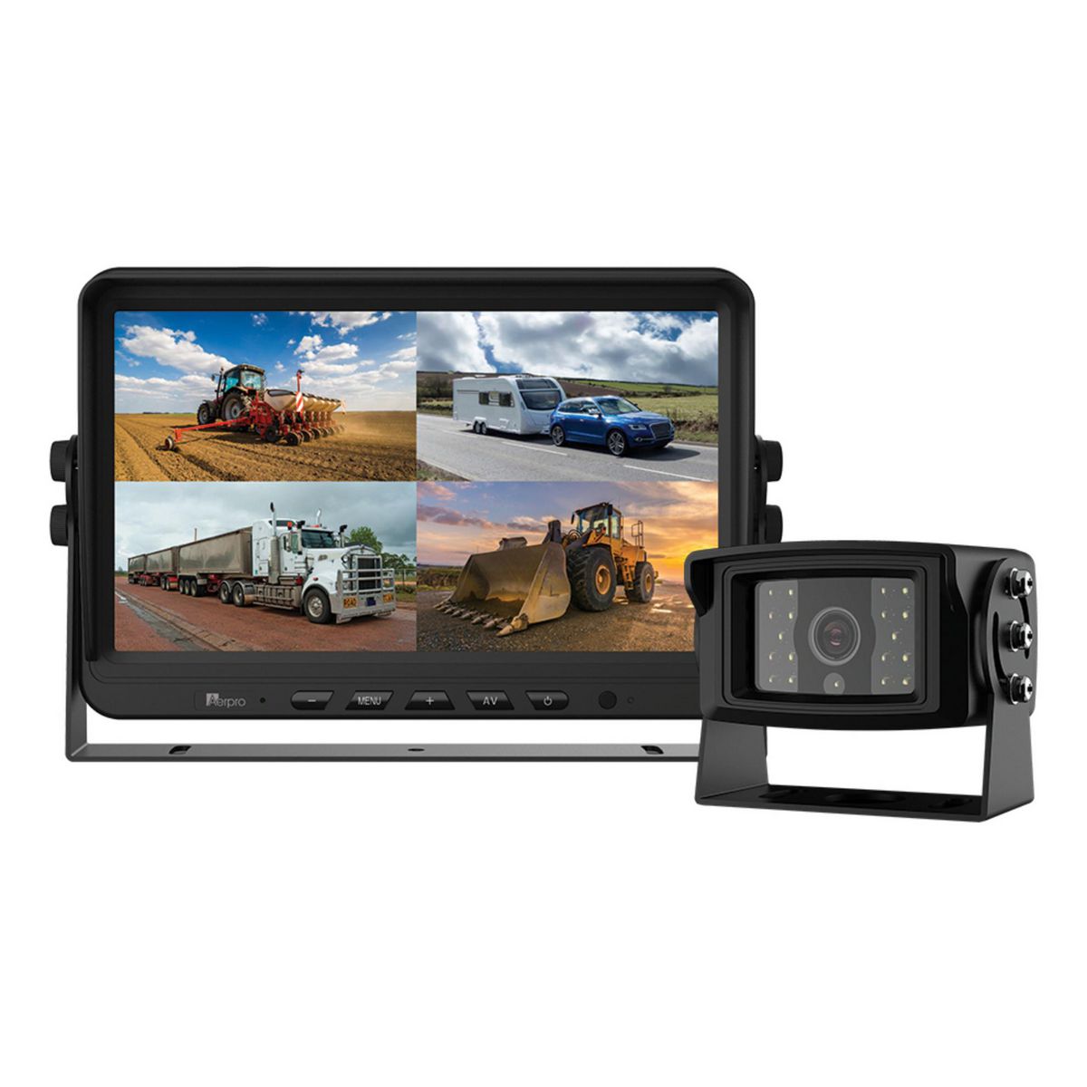Aerpro 10In Heavy Duty AHD Quad View Monitor 1080P Camera Kit With Dvr AVK10Q1
