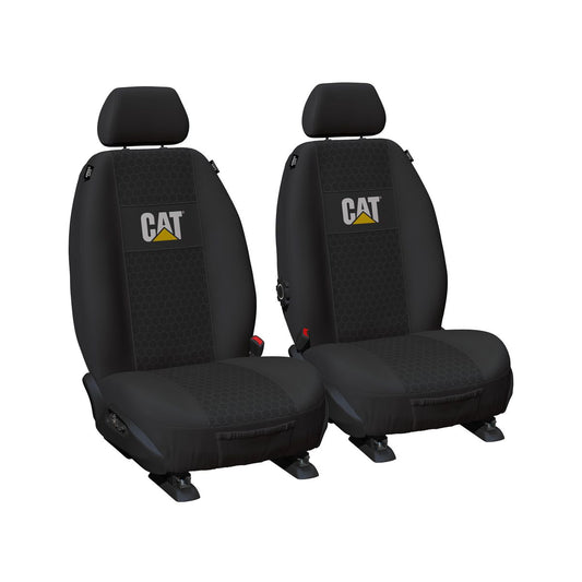 Caterpillar Front Car Seat Covers Polyester, Heat Printed Hex - Pair JCCATH-BLK30