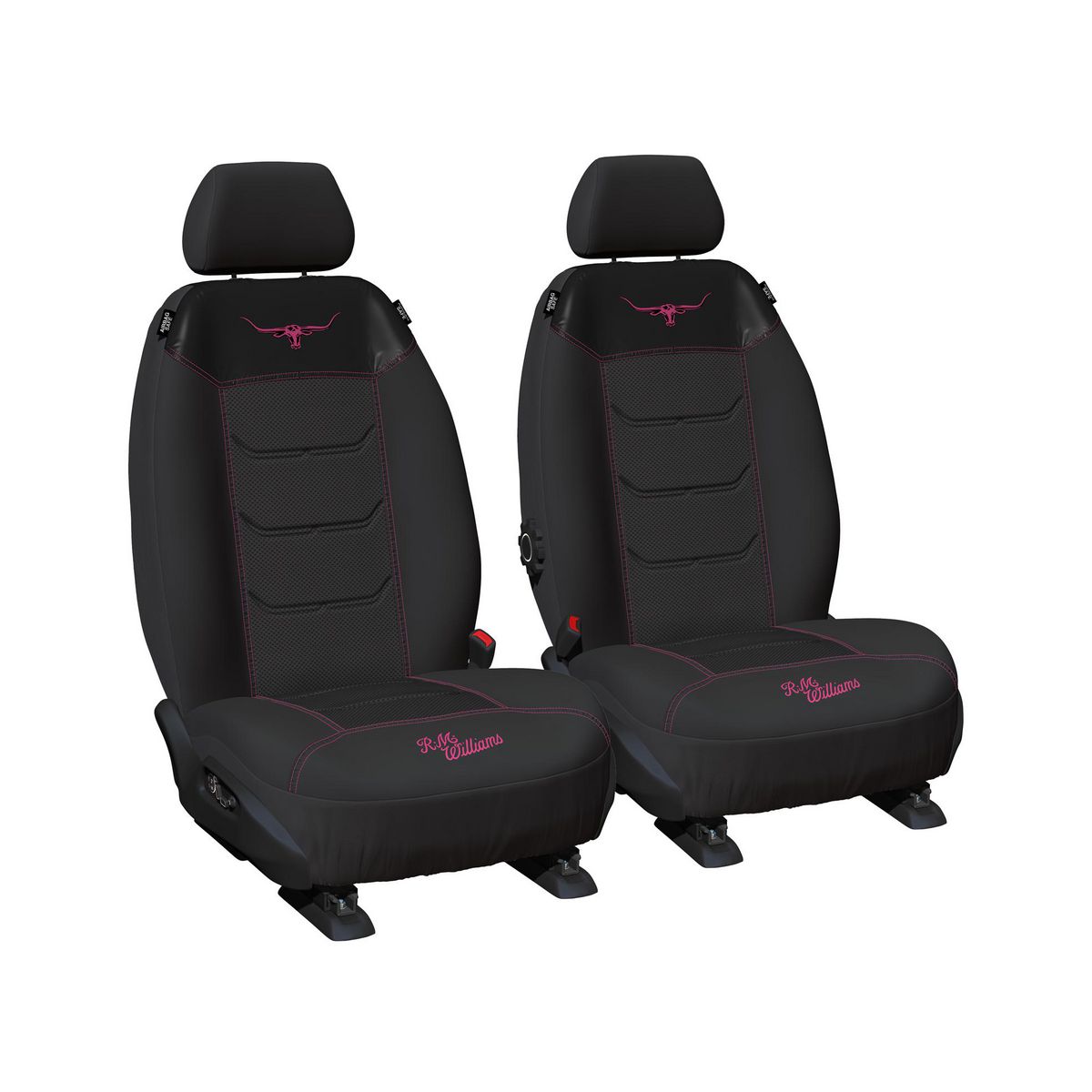 RM Williams Front Car Seat Covers Polyester, Mesh Black/Pink - Pair MHRMWRB-BP30