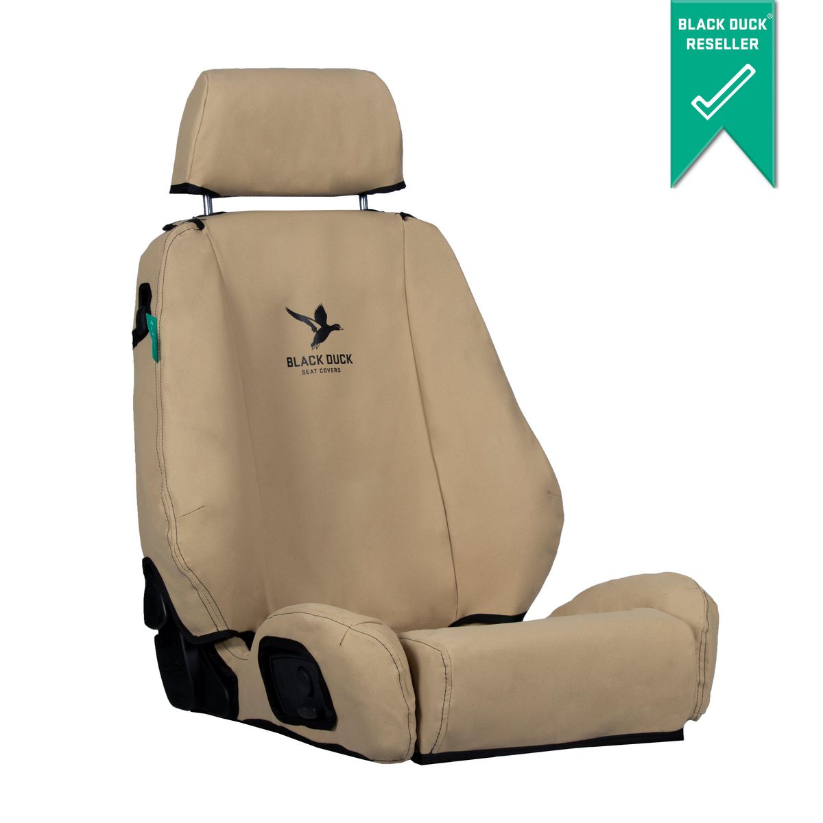 Black Duck Front Driver Car Seat Cover, Canvas, Light Sand - Single IDM21ABCDRCVLS