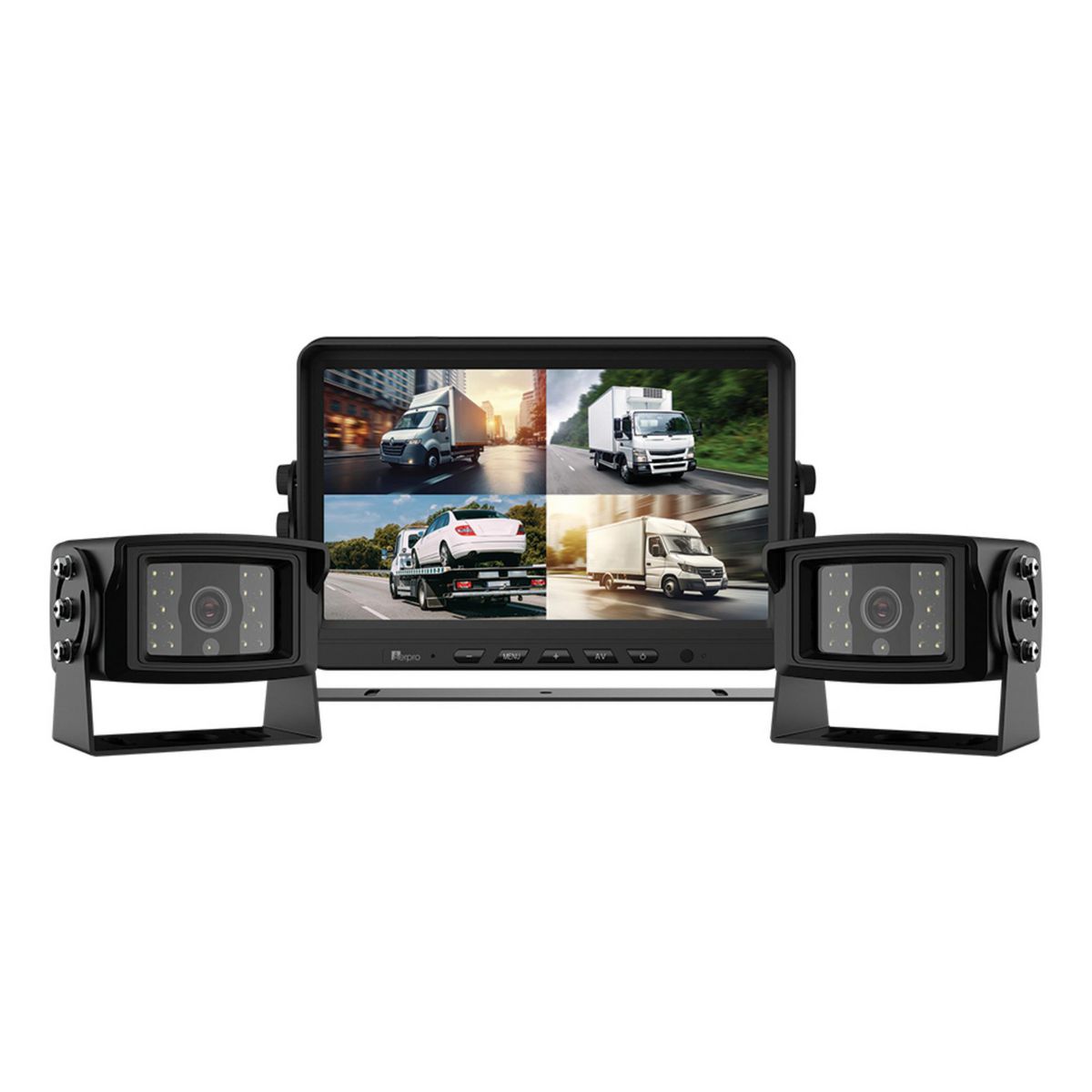 Aerpro 10In Heavy Duty HD Quad View Monitor 1080p 2 Camera Truck Kit with DVR AVK10QT2