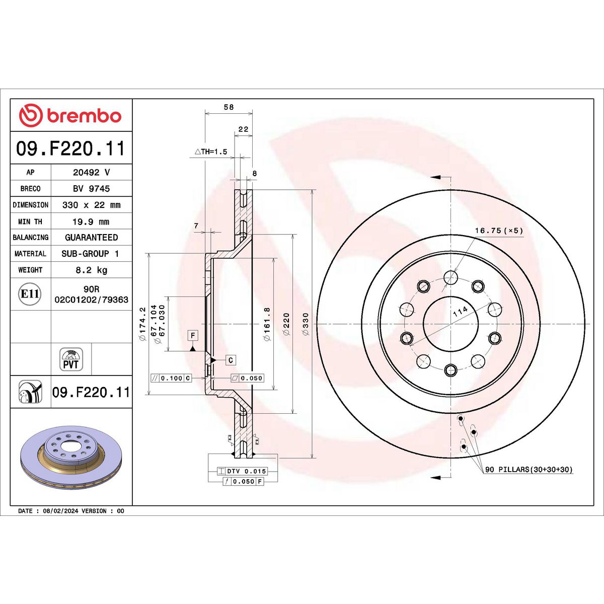 Brembo Brake Disc 09.F220.11