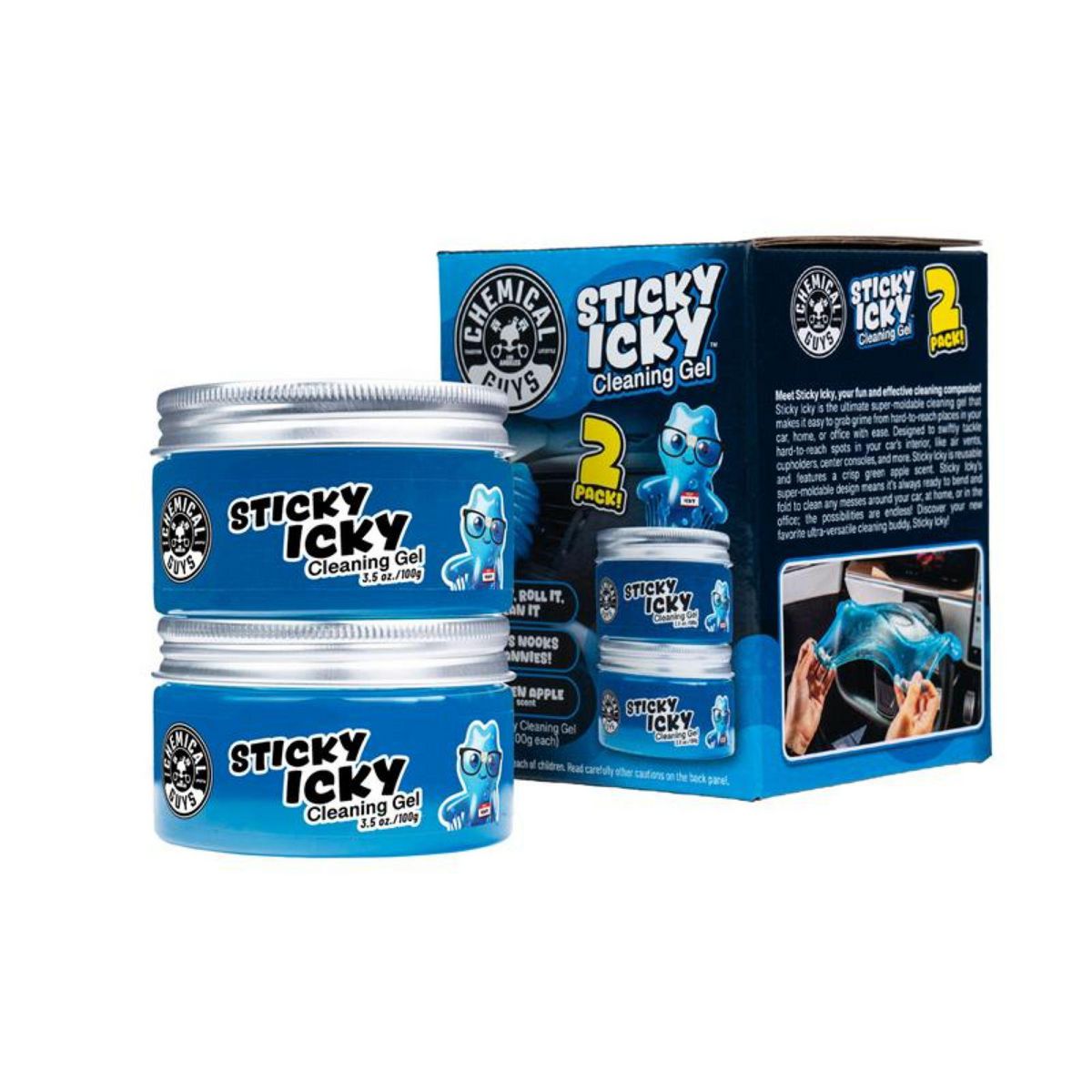 Chemical Guys Sticky Icky Cleaning Gel - Green Apple 2 Pk CJB1002