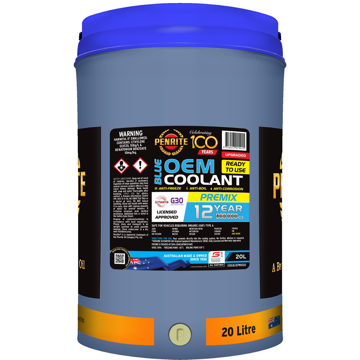 Penrite Blue OEM Coolant Premix 20L COOLBLUEPMX020