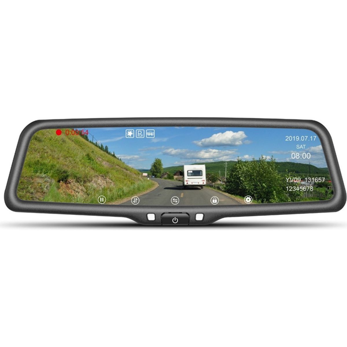 Smartpark Hi-Definition 9.66in Rear Vision Mirror Monitor Kit with Built In DVR w/ 128GB SD card LCDM960DC
