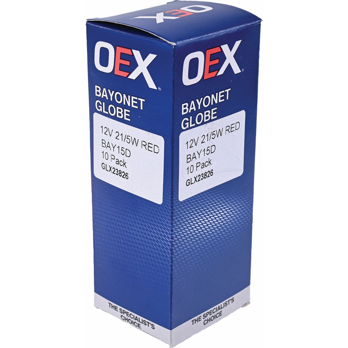 OEX - 12V P21/5W Bayonet Globe - Red Off-set pins BAY15d - 10 Pack GLX23826