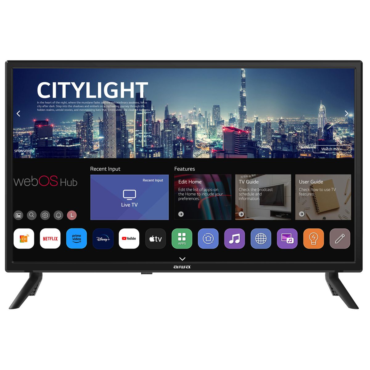 AIWA 24Inch HD WebOS TV with AC/DC Adaptor and Car Charger PIS00554
