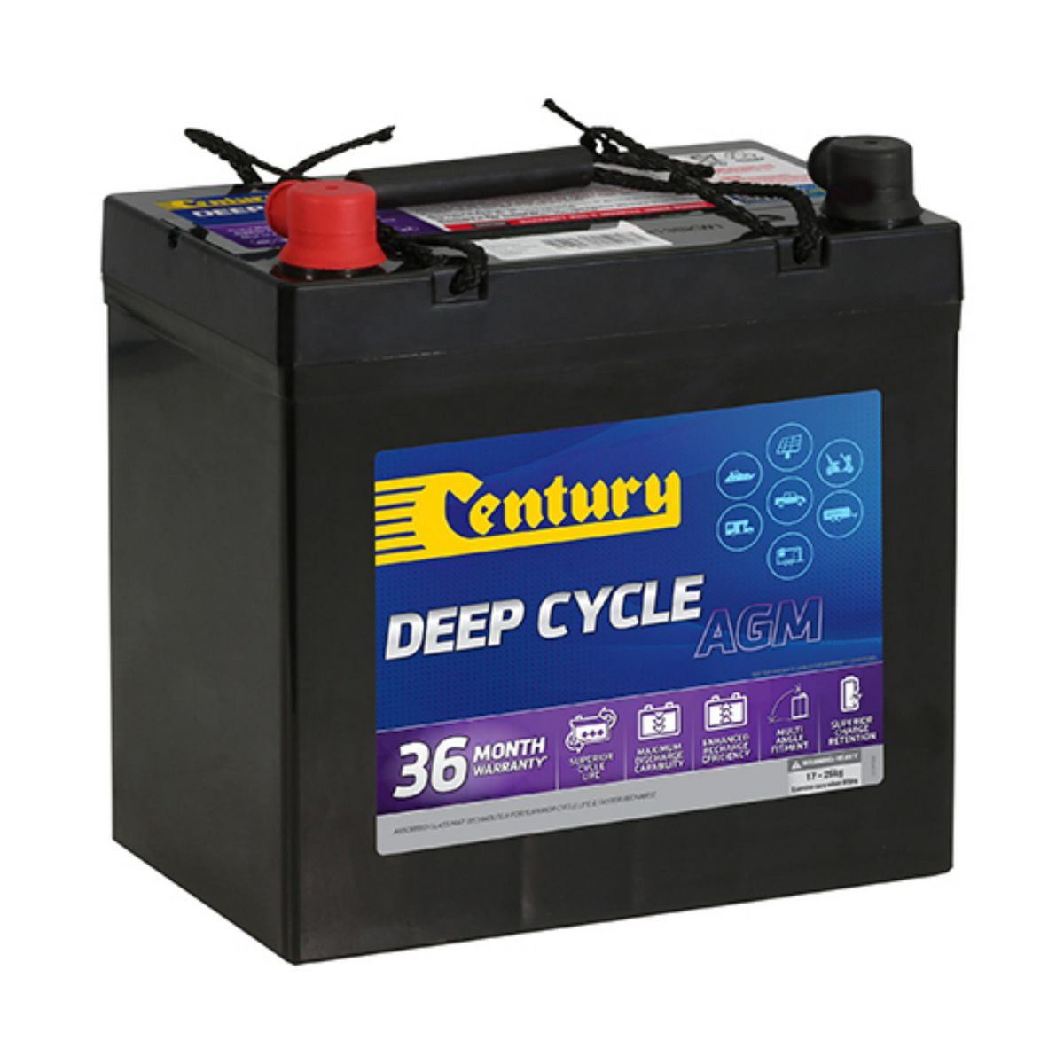 Century 12V Deep Cycle AGM 58 Ah Battery 36M Warranty C12-55XDA