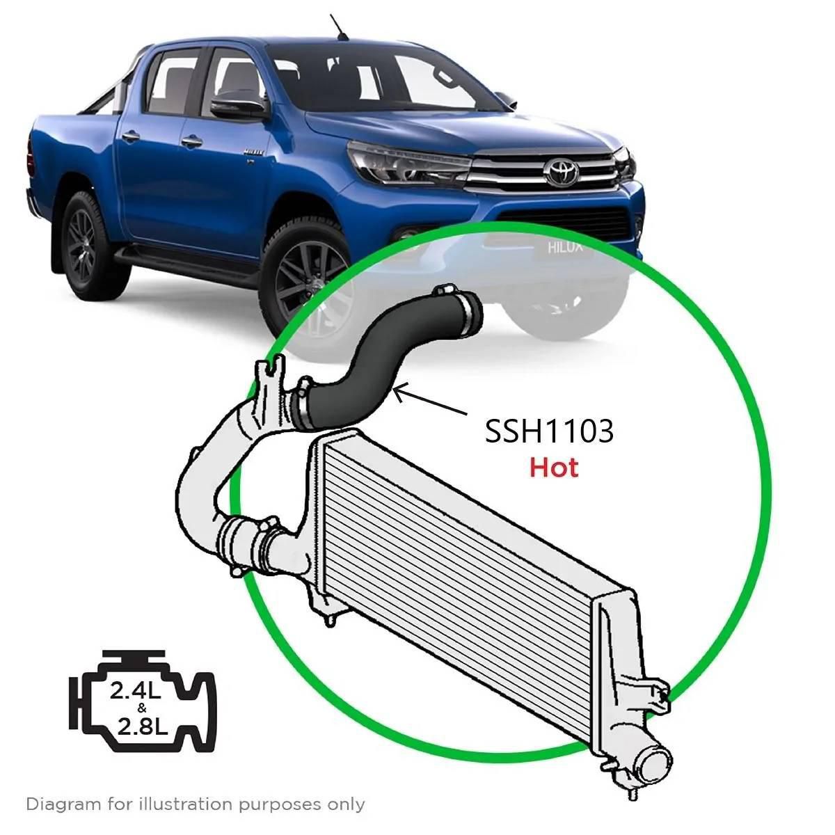 SAAS Silicone intercooler Pipe Hot Side Hilux SSH1103
