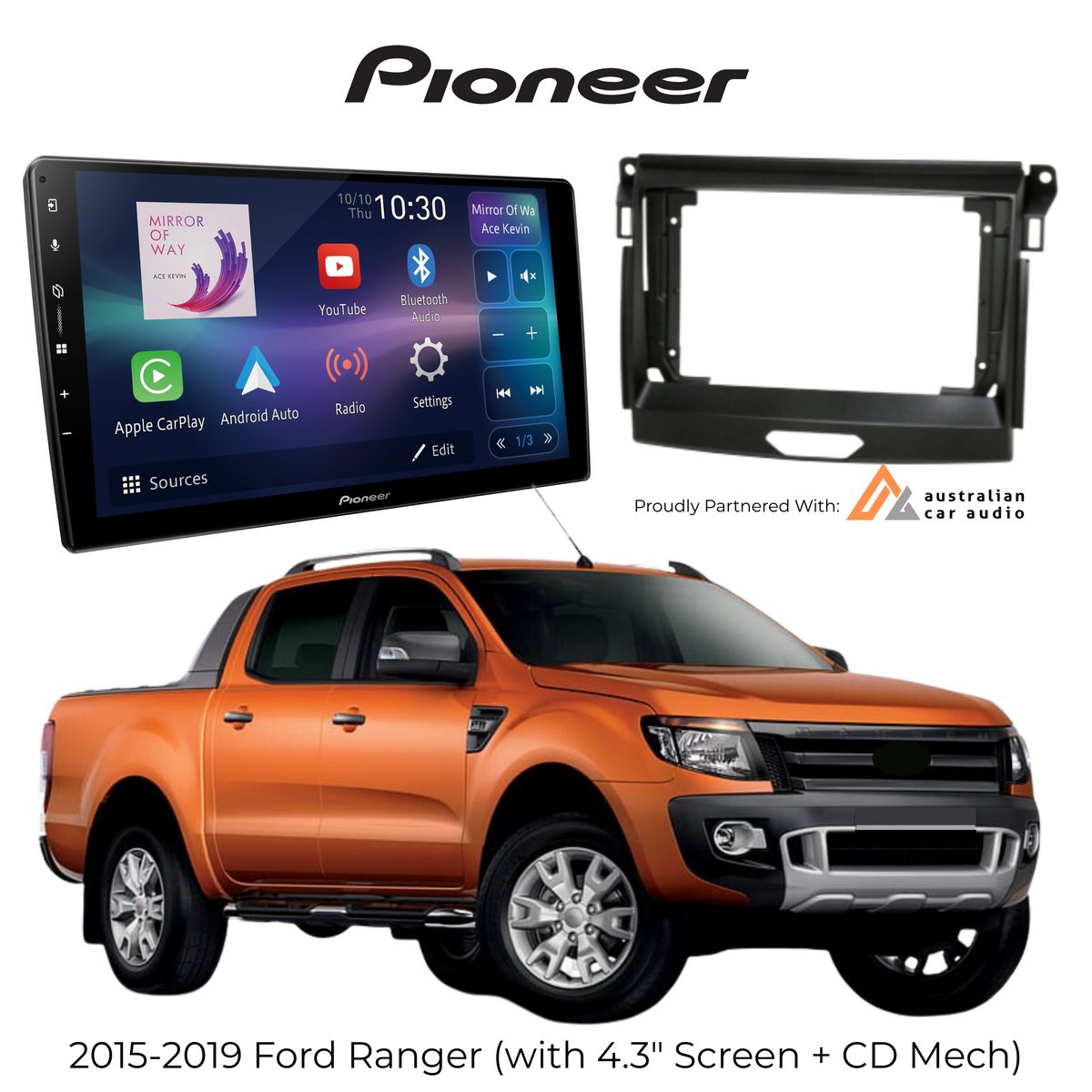 Pioneer 9 in wireless AV reciever Perfect fit for Ford Ranger 6650-RANGER15