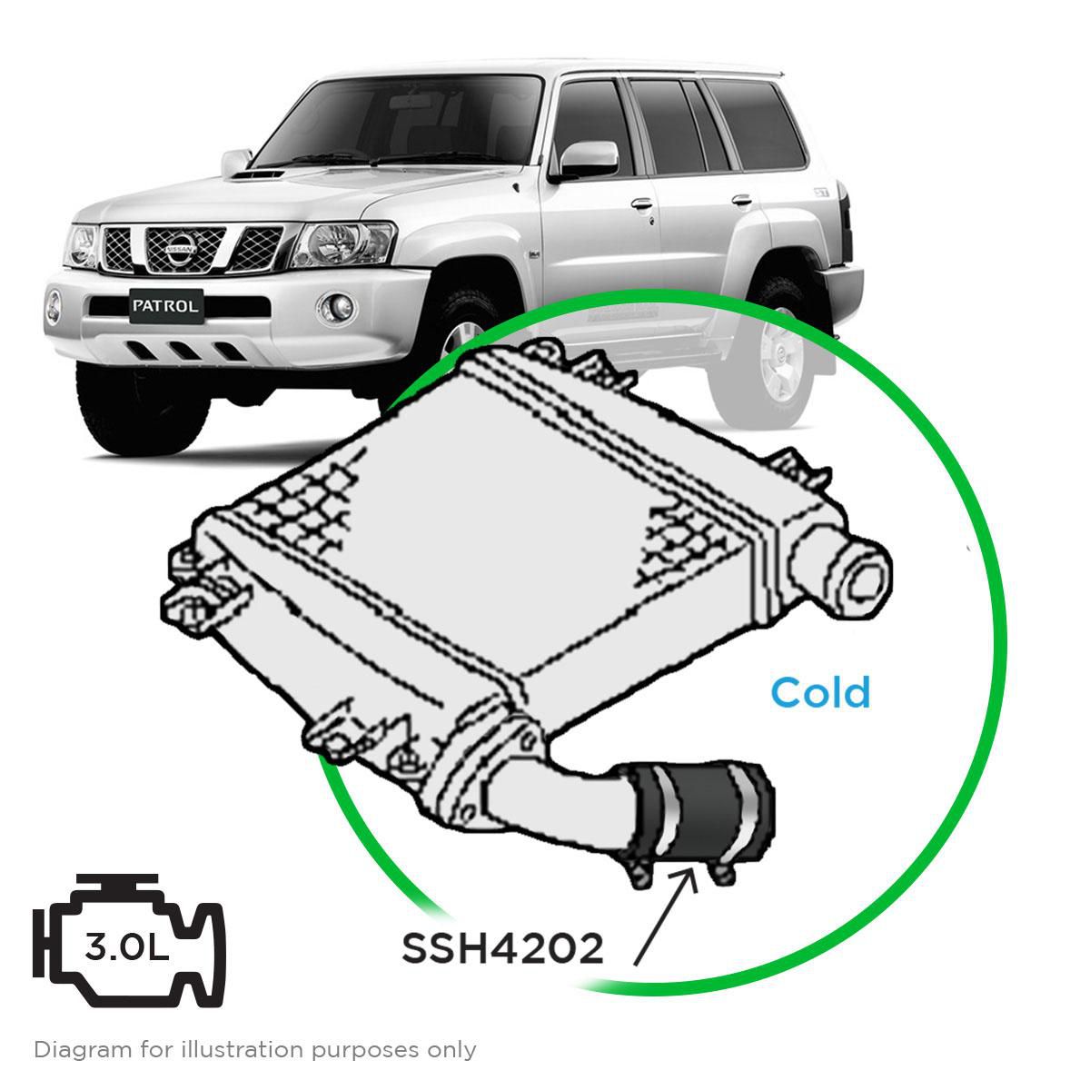 SaaS Silicone intercooler Pipe Patrol ZD30 Cold Side 00-07 SSH4202