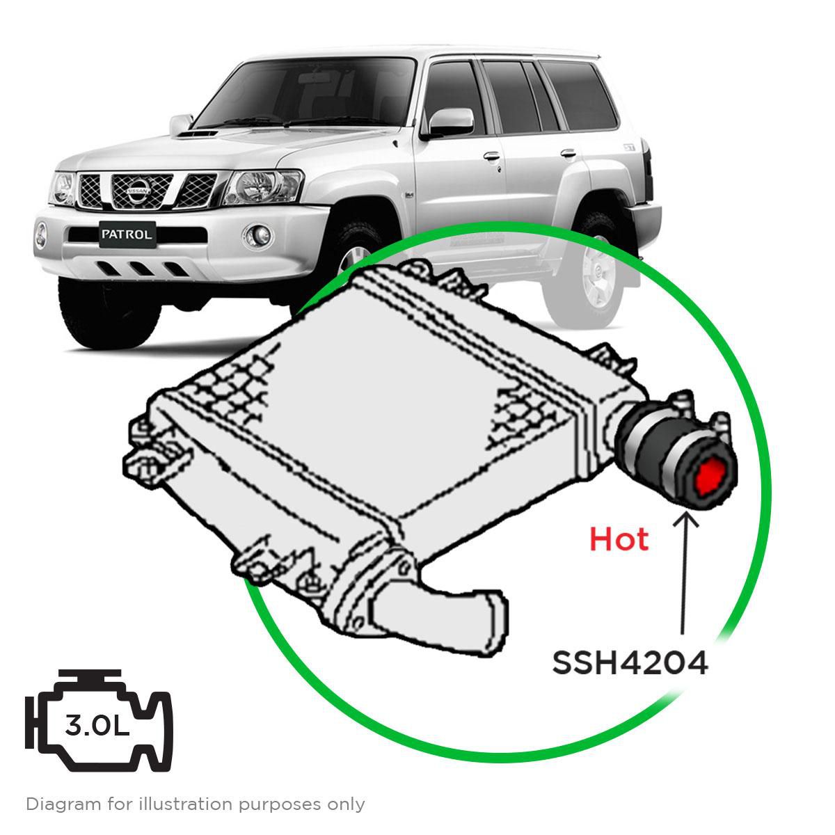 SaaS Silicone intercooler Pipe Patrol ZD30 Hot Side 00-07 SSH4204