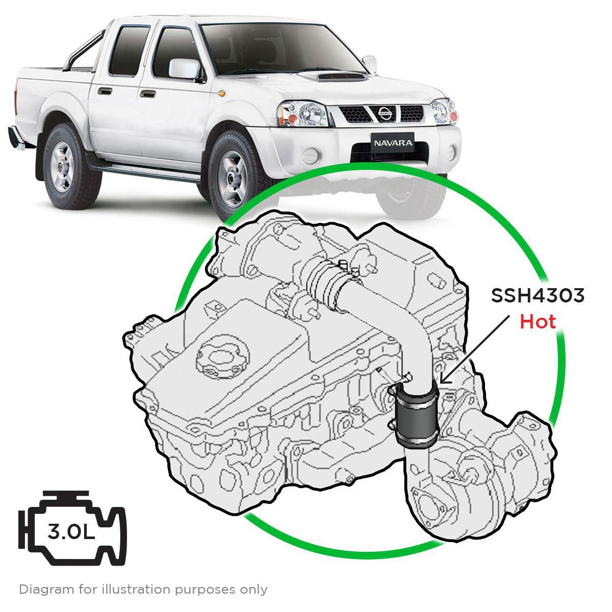 SaaS Silicone intercooler Pipe Navara D22 ZD30 Hot Side 01-08 SSH4303