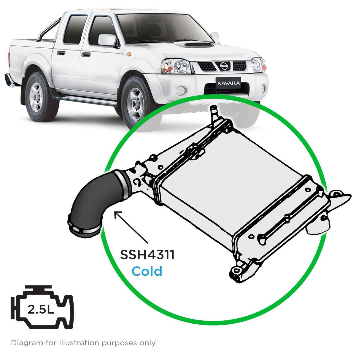 SaaS Silicone intercooler Pipe Navara D22 YD25 Cold Side 07-15 SSH4311