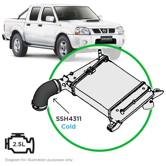 SaaS Silicone intercooler Pipe Navara D22 YD25 Cold Side 07-15 SSH4311