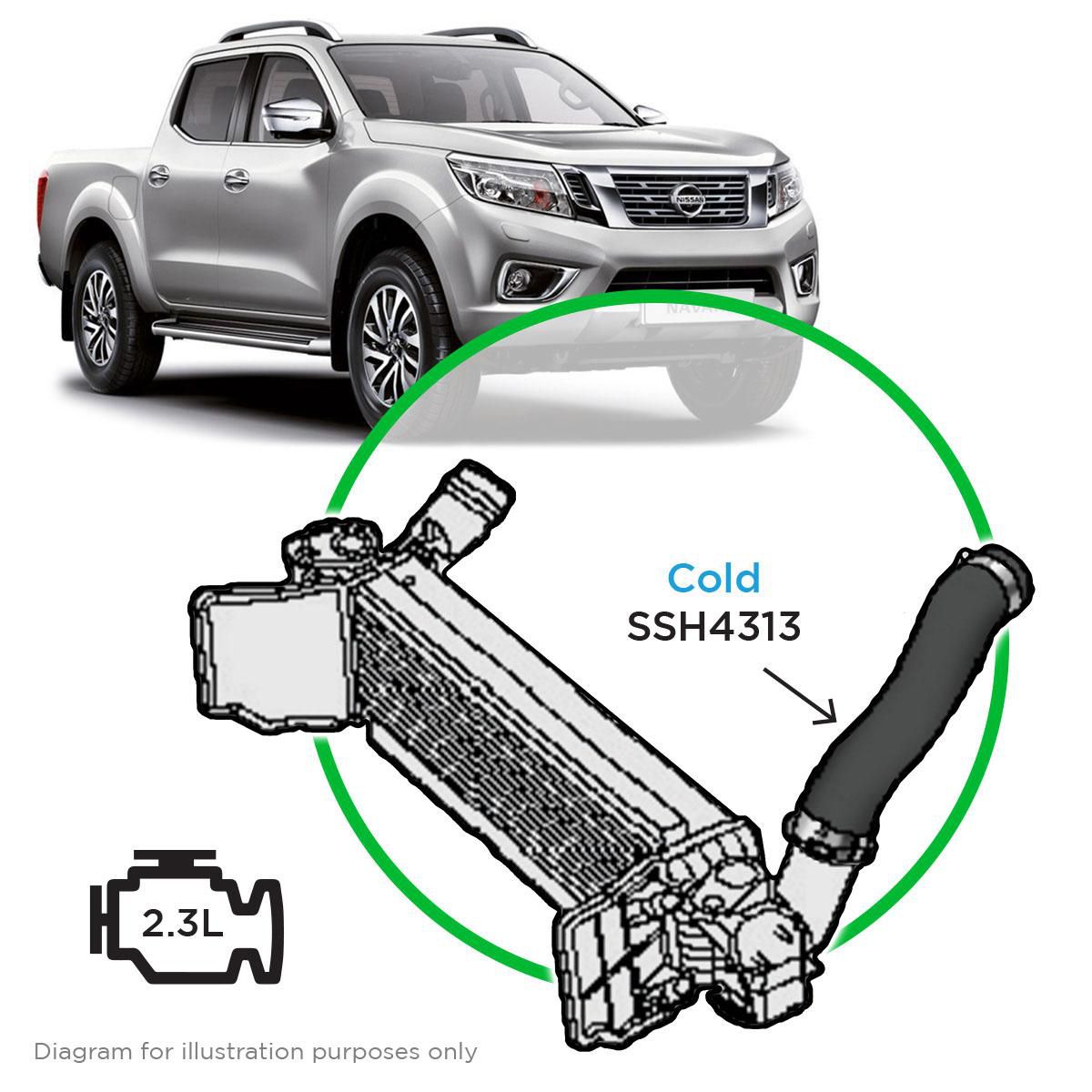 SaaS Silicone intercooler Pipe Navara D23 YS23 Cold Side 15-25 SSH4313