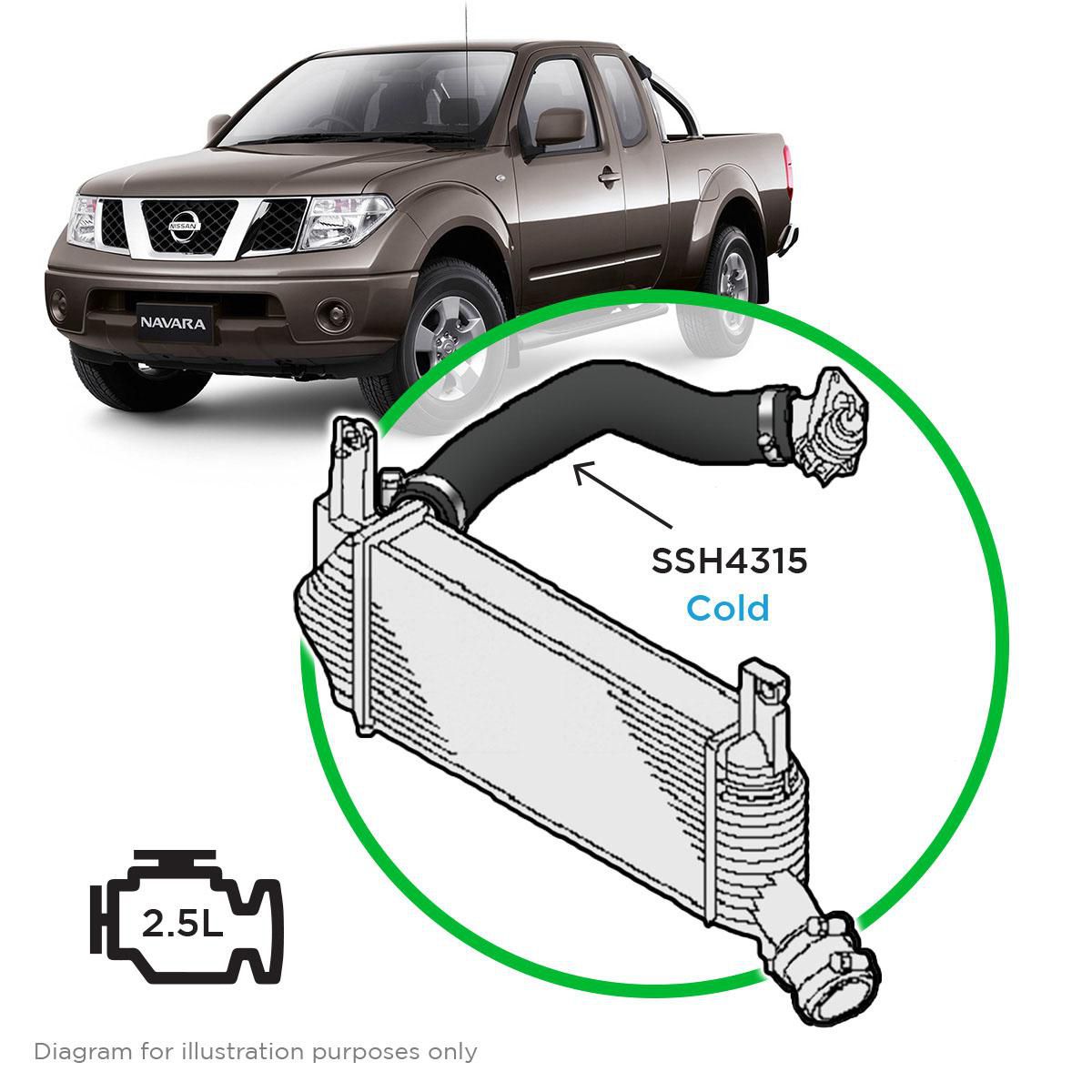 SaaS Silicone intercooler Pipe Navara D40 YD25 Cold Side 10-15 SSH4315