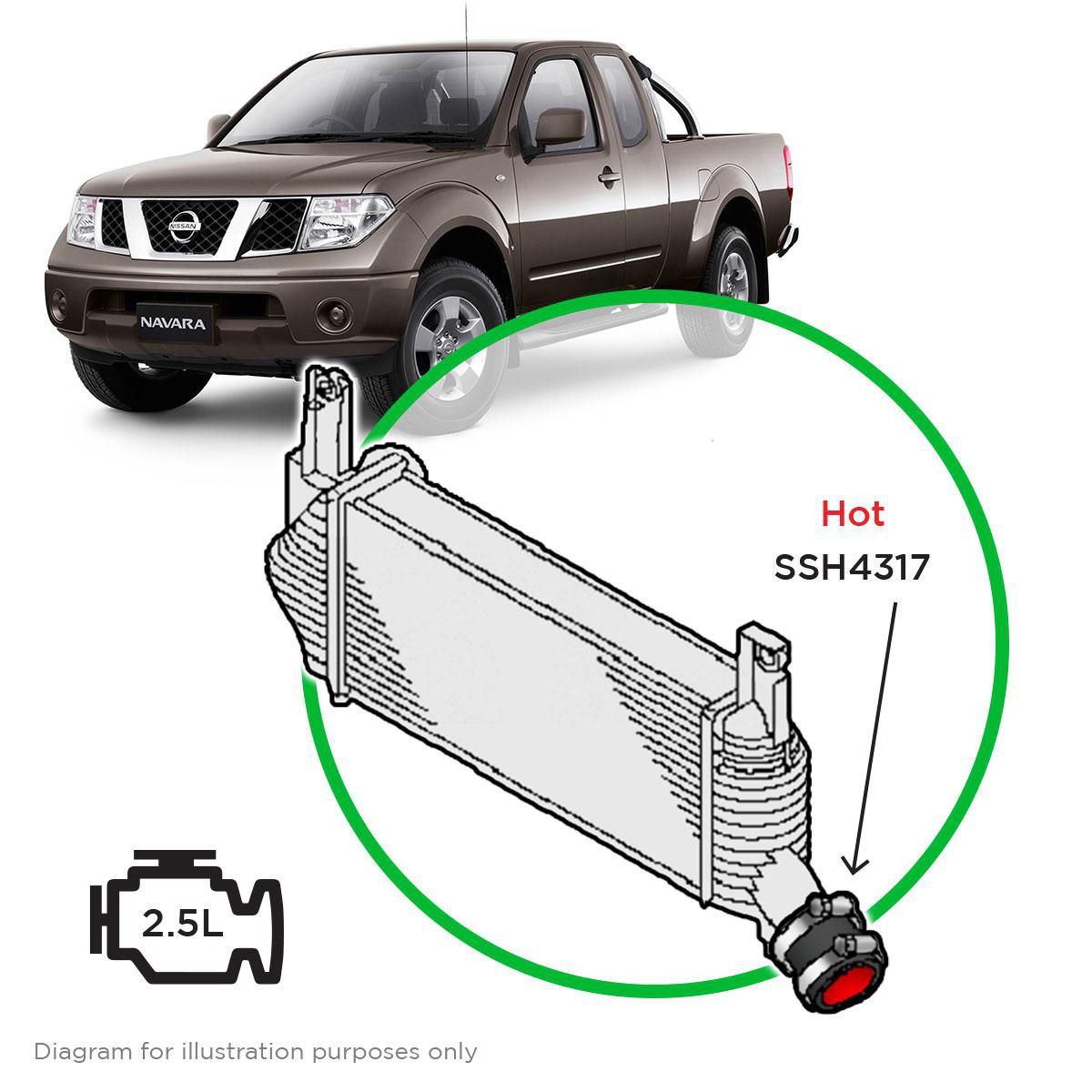 SaaS Silicone intercooler Pipe Navara D40 YD25 Hot Side 10-15 SSH4317