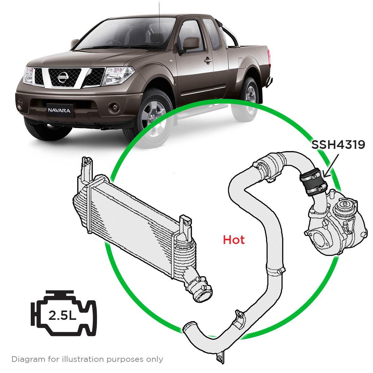 SaaS Silicone intercooler Pipe Navara D40 YD25 Hot Side 10-15 SSH4319