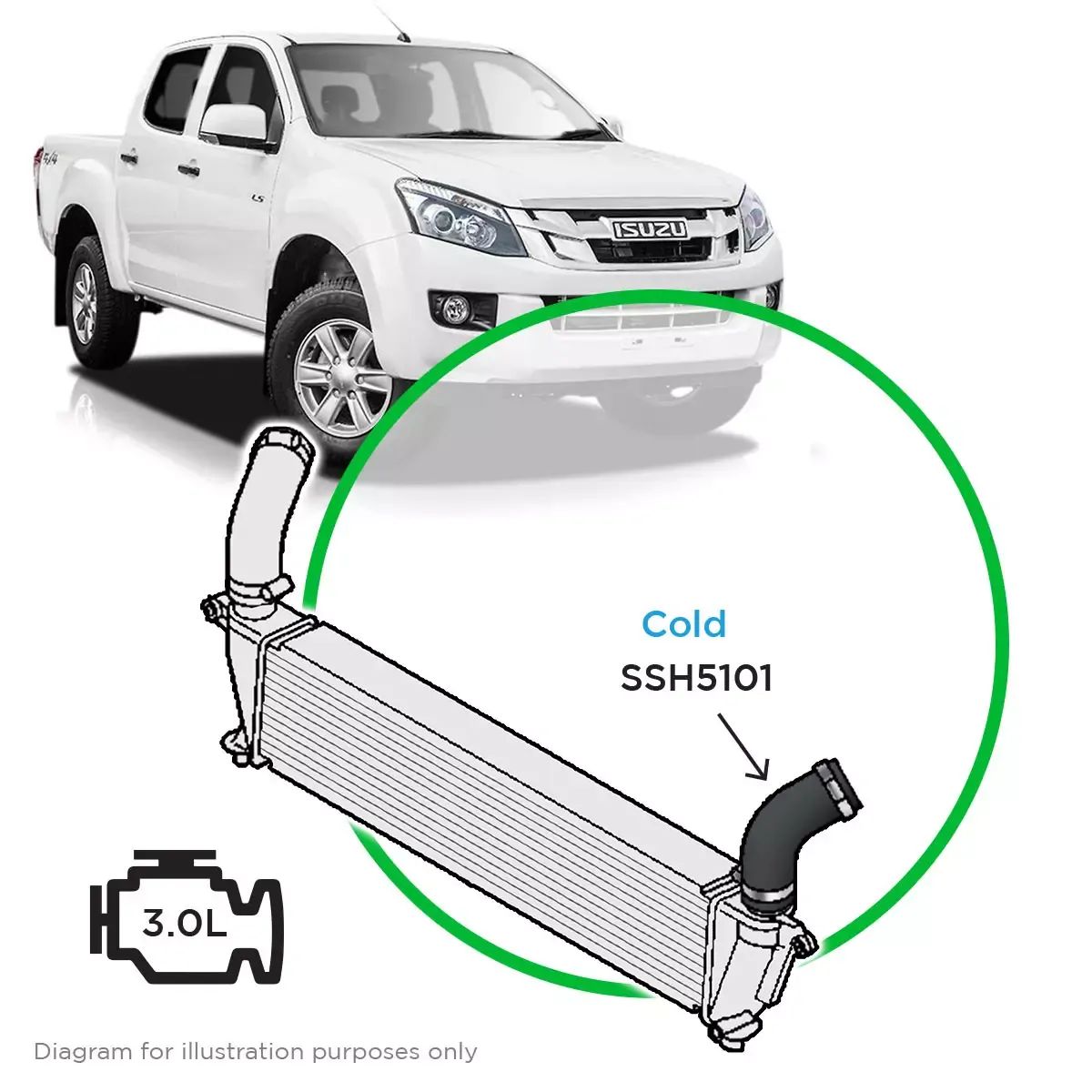 SaaS Silicone intercooler Pipe Dmax MUX Cold Side 12-20 SSH5101