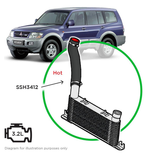 SaaS Silicone intercooler Pipe Pajero 3.2 Hot Side 99-06 SSH3412