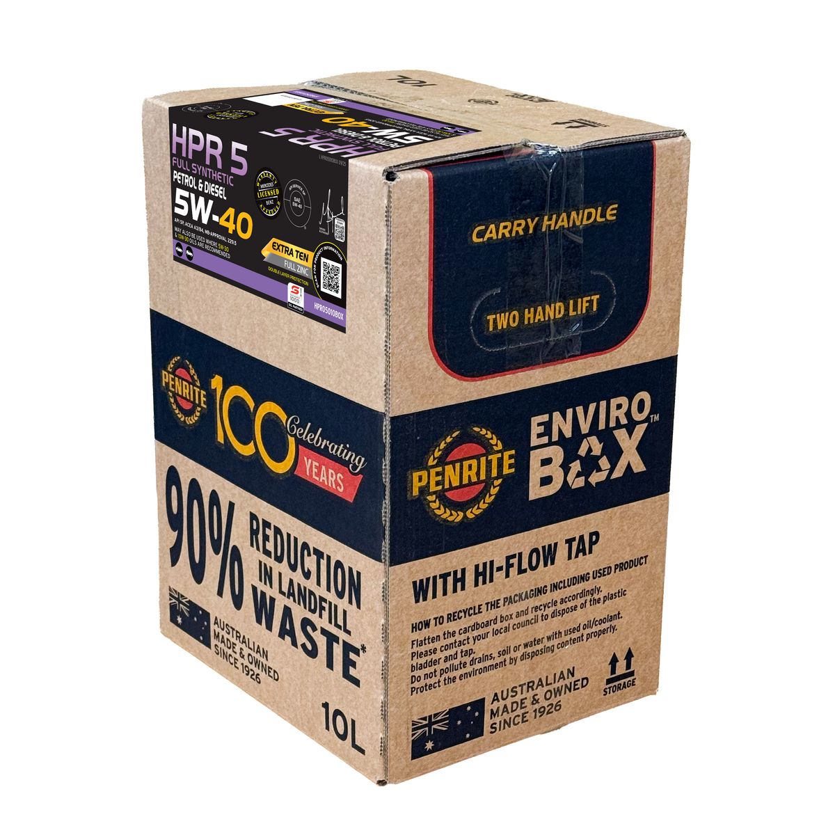 Penrite HPR 5 5W-40 Full Synthetic Engine Oil 10L EBOX HPR05010BOX