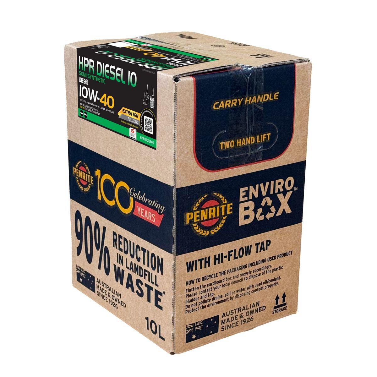 Penrite HPR DIESEL 10 10W-40 Full Synthetic Engine Oil 10L EBOX HPRD10010BOX
