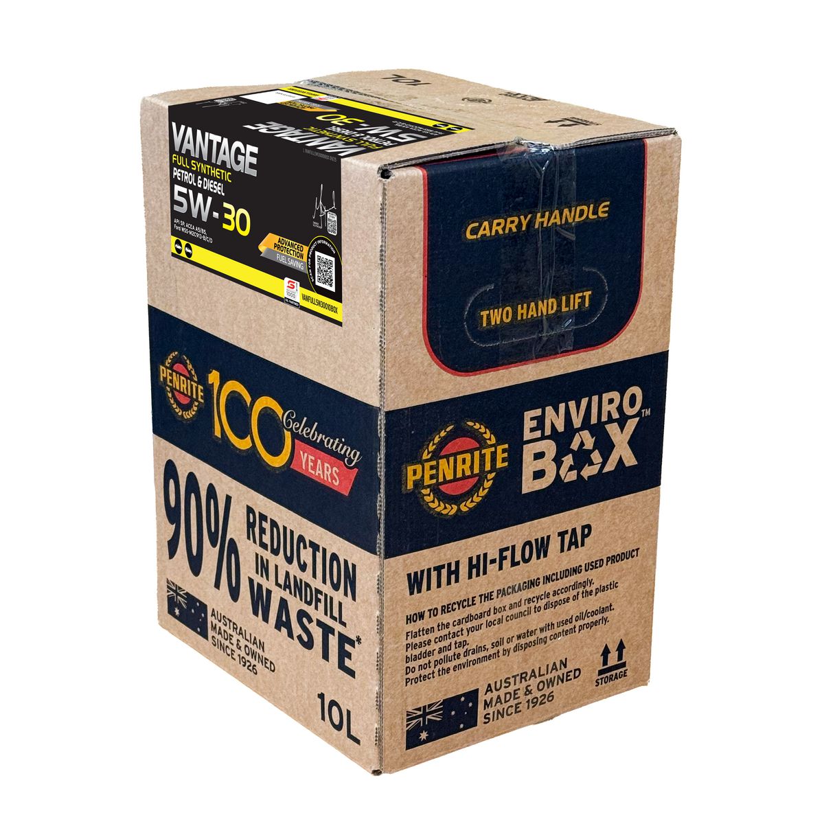 Penrite VANTAGE FULL SYNTHETIC 5W-30 Engine Oil 10L EBOX VANFULL5W30010BOX