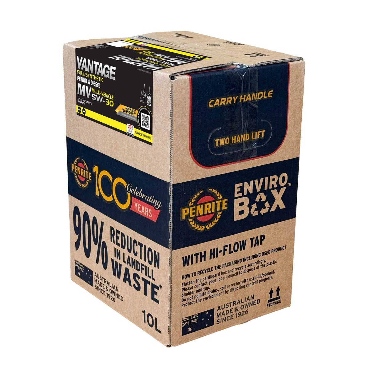 Penrite VANTAGE MV 5W-30 Full Synthetic Engine Oil 10L EBOX VANMV5W30010BOX