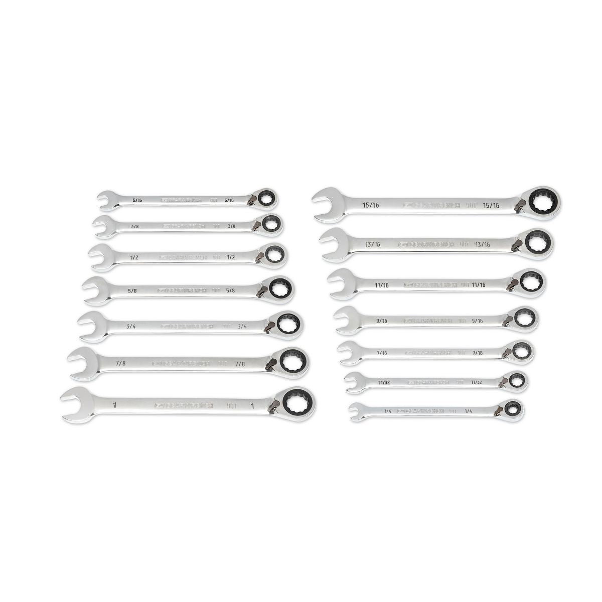 GEARWRENCH 14 Piece 90-Tooth 12 Point SAE Reversible Ratcheting Wrench Set 86660