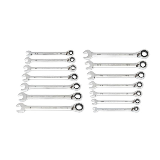 GEARWRENCH 14 Piece 90-Tooth 12 Point SAE Reversible Ratcheting Wrench Set 86660
