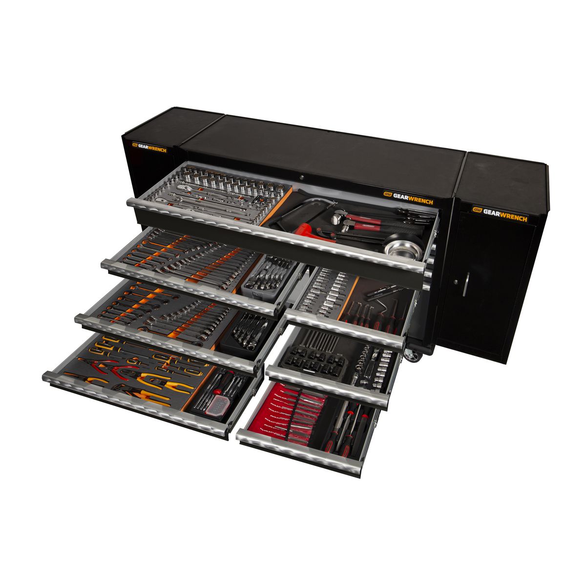 GEARWRENCH 323 Piece Combination Tool Kit + 58in Trolley + Side Cabinets (x2) 77017