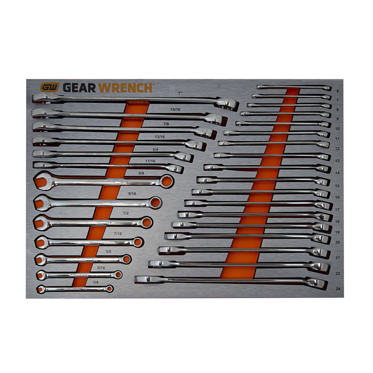 GEARWRENCH 31 Pc Combination Long Pattern Wrench Metric & SAE Set in EVA Tray 83991