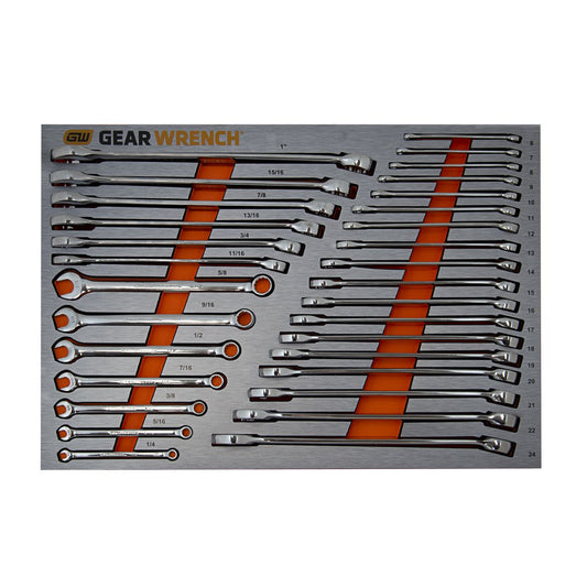 GEARWRENCH 31 Pc Combination Long Pattern Wrench Metric & SAE Set in EVA Tray 83991