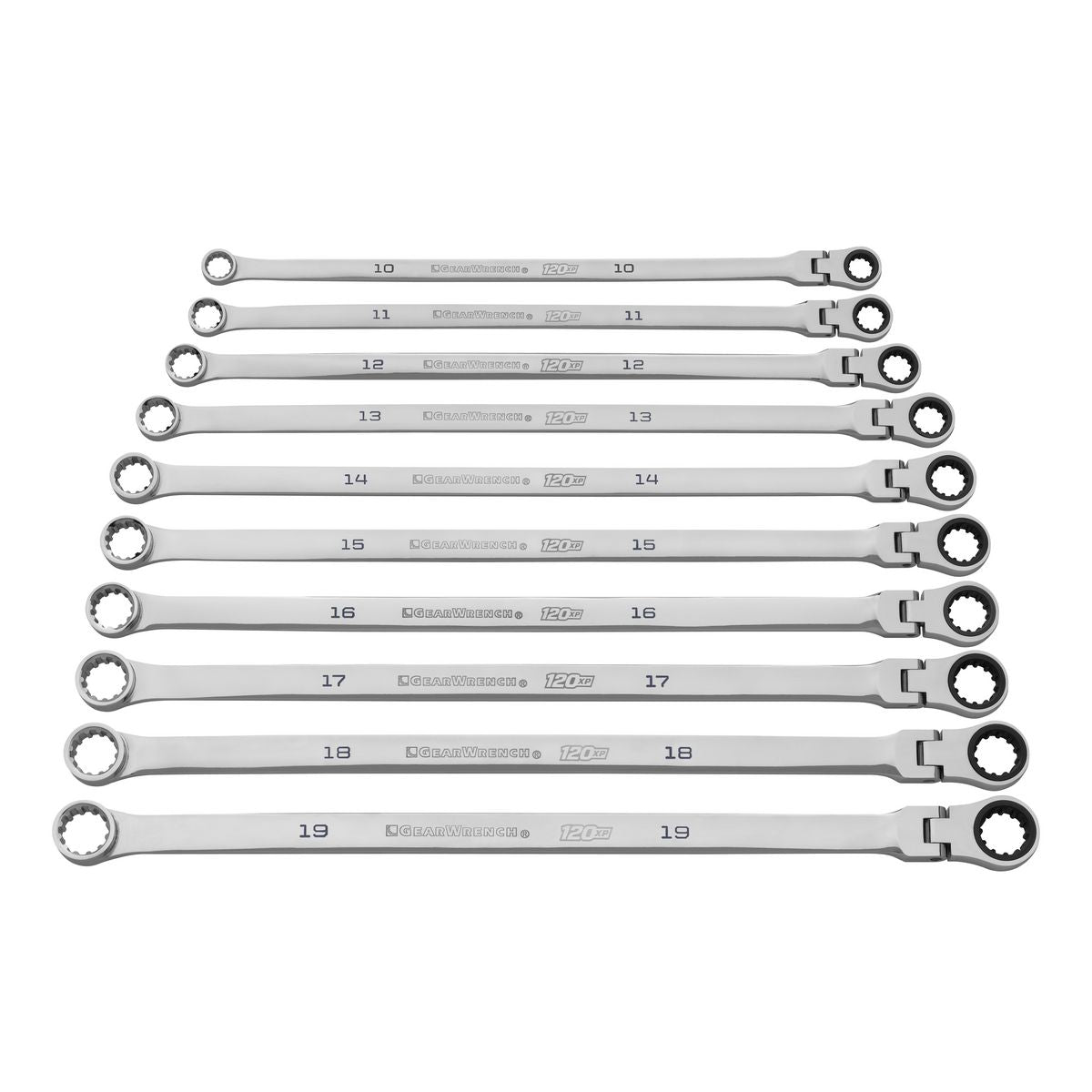 GEARWRENCH 10 Piece 120XP Universal Spline XL Flex Head GearBox Ratcheting Metric Wrench Set 86126