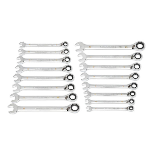 GEARWRENCH 16 Piece 90-Tooth 12 Point Metric Reversible Ratcheting Wrench Set 86629
