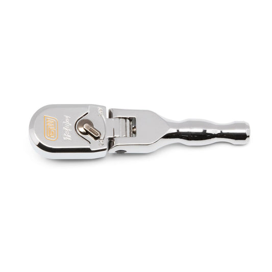 GEARWRENCH 3/8in Drive 120XP Full Polish Chrome Stubby Flex Head Teardrop Ratchet 4-3/4in 81212XP