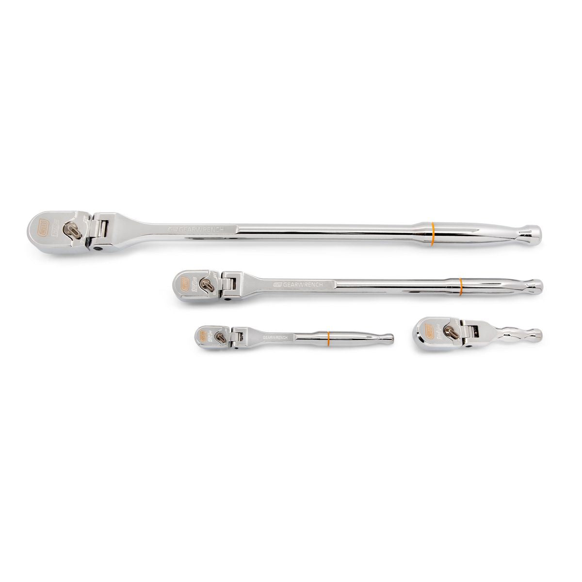 GEARWRENCH 4 Piece 1/4in 3/8in & 1/2in Drive 120XP Full Polish Flex Handle Teardrop Ratchet Set 81230XP