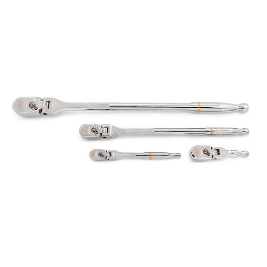 GEARWRENCH 4 Piece 1/4in 3/8in & 1/2in Drive 120XP Full Polish Flex Handle Teardrop Ratchet Set 81230XP
