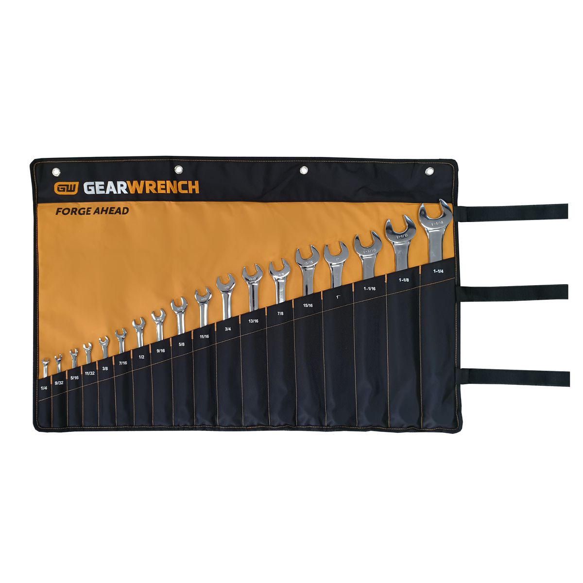 GEARWRENCH 18 Pc. 12 Point Long Pattern SAE Combination Wrench Set Roll 81917R