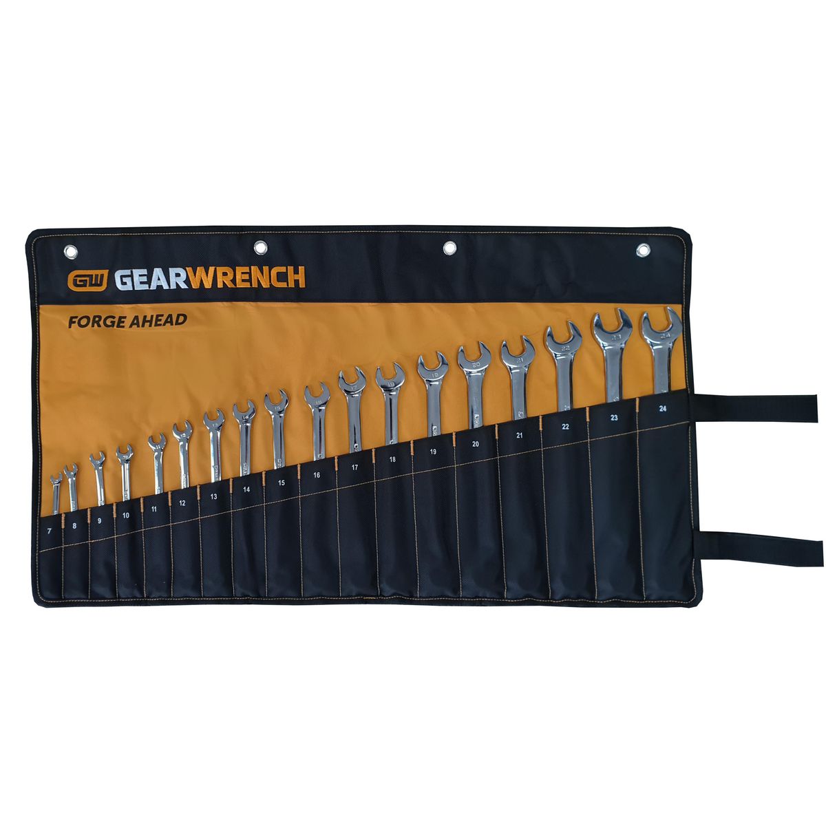 GEARWRENCH 18 Pc. 12 Point Metric Long Pattern Combination Wrench Set Roll 81920R