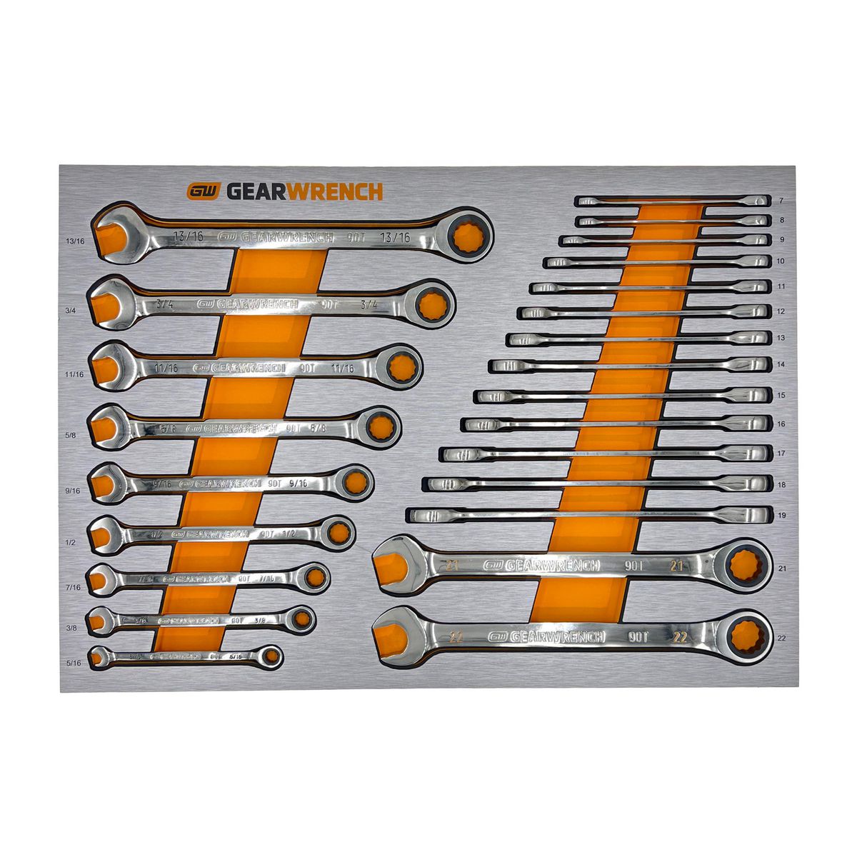 GEARWRENCH 24 Pc. Ratcheting Wrench Metric & SAE EVA Tray 83990N