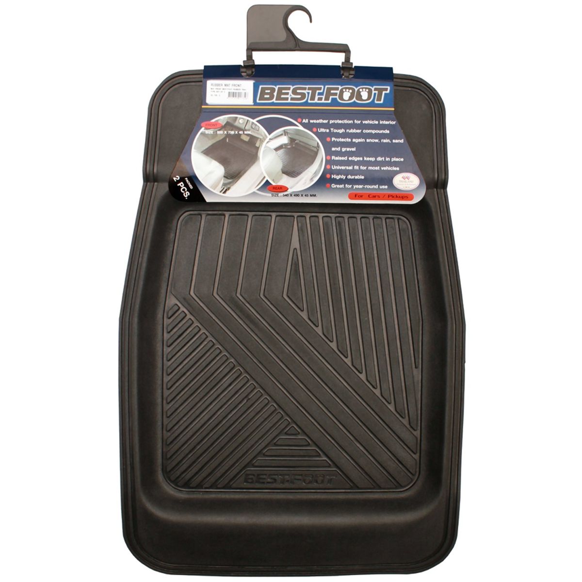 Proflex Mat Rubber Front Black Best Foot Set Of 2 52-700-2
