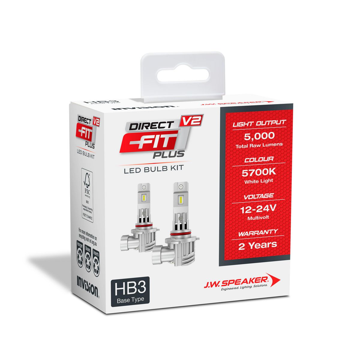 JW Speaker HB3 LED Direct Fit Plus V2 12-24V 5700K 2500lm 970005