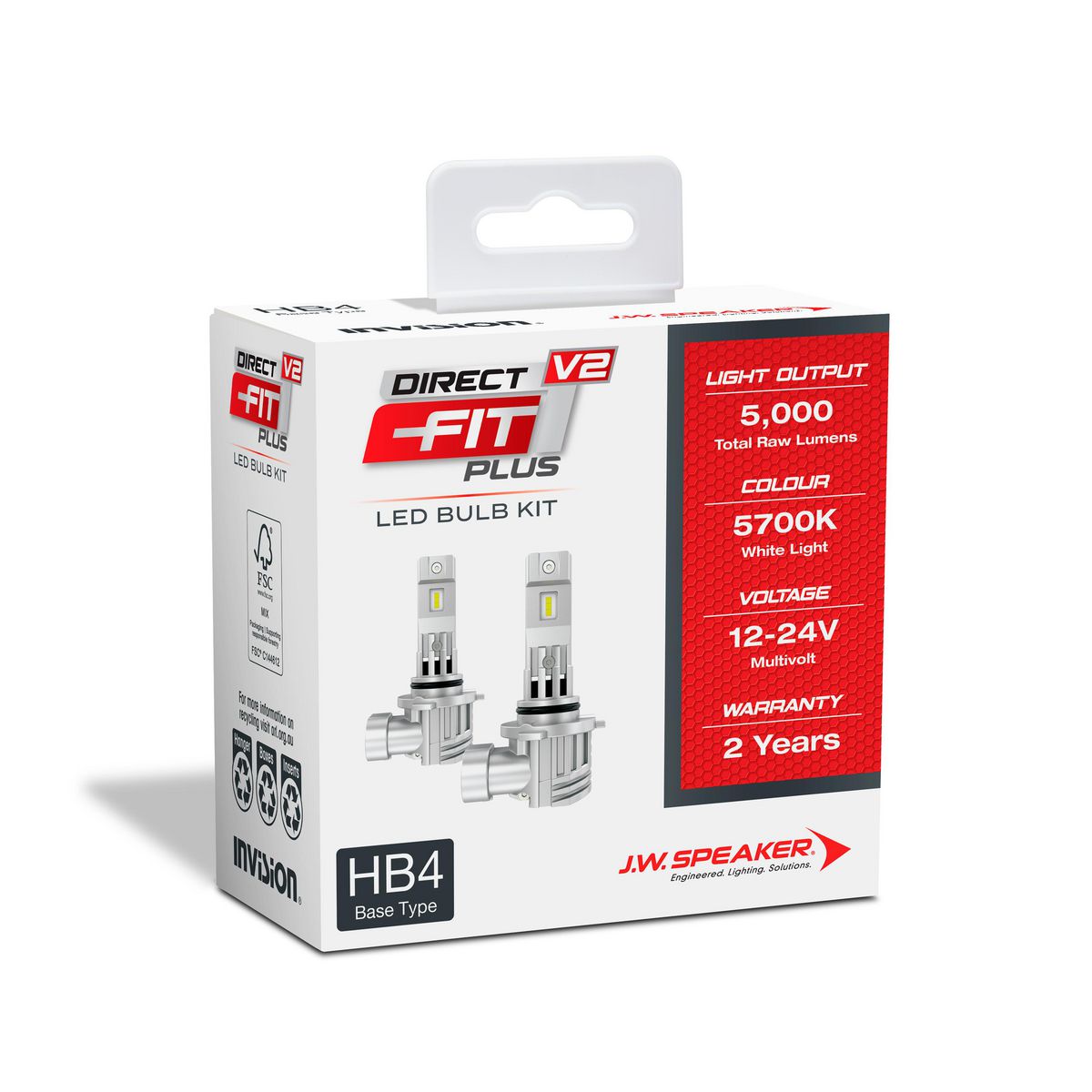 JW Speaker HB4 LED Direct Fit Plus V2 12-24V 5700K 2500lm 970006