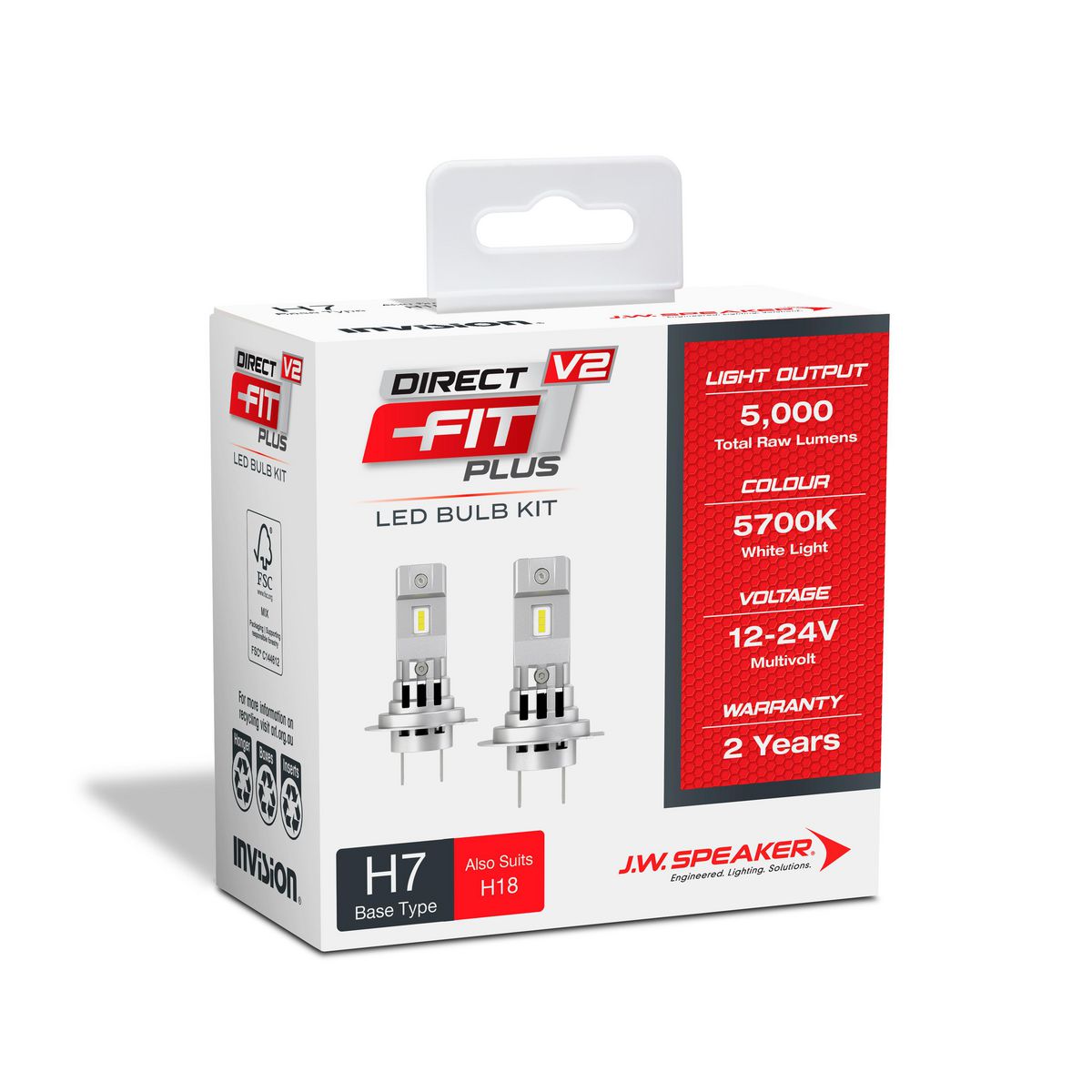 JW Speaker H7 LED Direct Fit Plus V2 12-24V 5700K 2500lm 970007